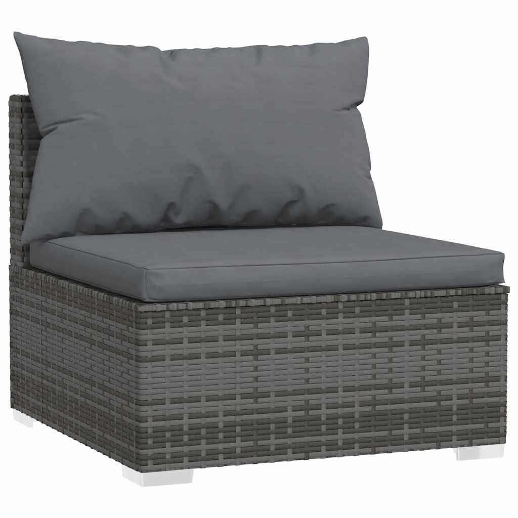Salon de jardin 5 pcs avec coussins Résine tressée Gris Salons de jardin vidaXL