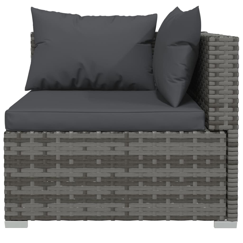 Salon de jardin 6 pcs avec coussins résine tressée gris