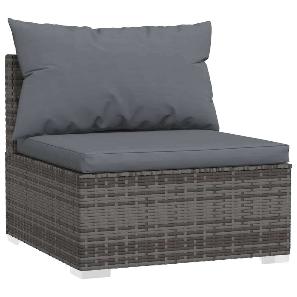 Salon de jardin 6 pcs avec coussins résine tressée gris