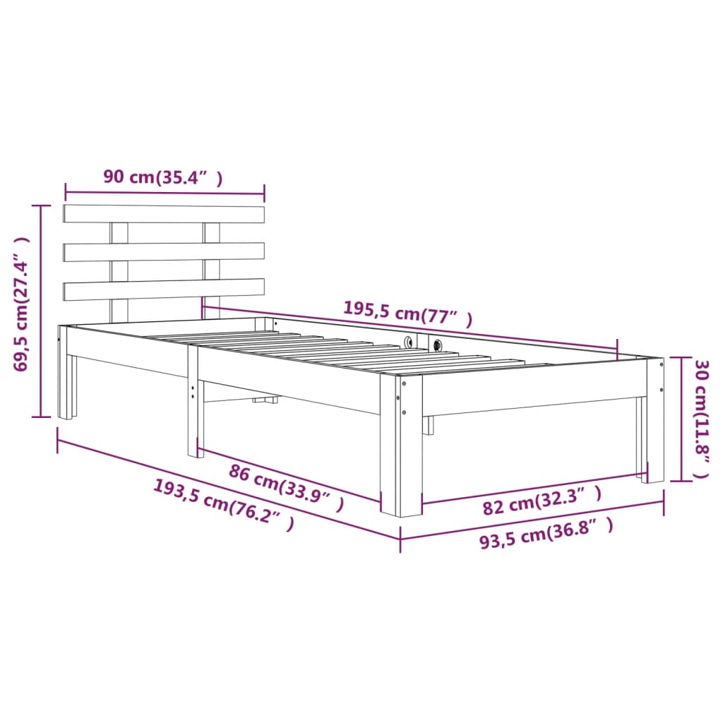 Cadre de lit sans matelas 90x190 cm - XIOS