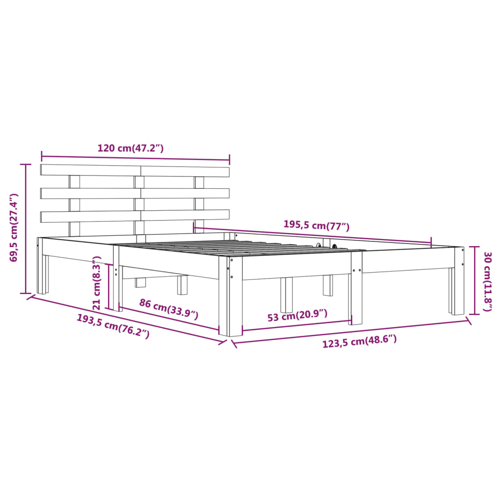 Cadre de lit sans matelas 120x190 cm - XIOS