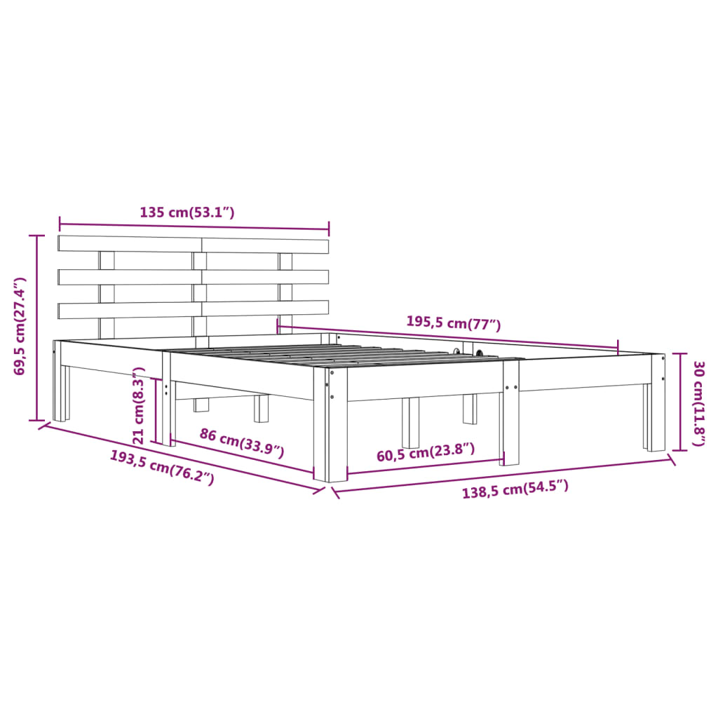 Cadre de lit sans matelas 135x190 cm - XIOS