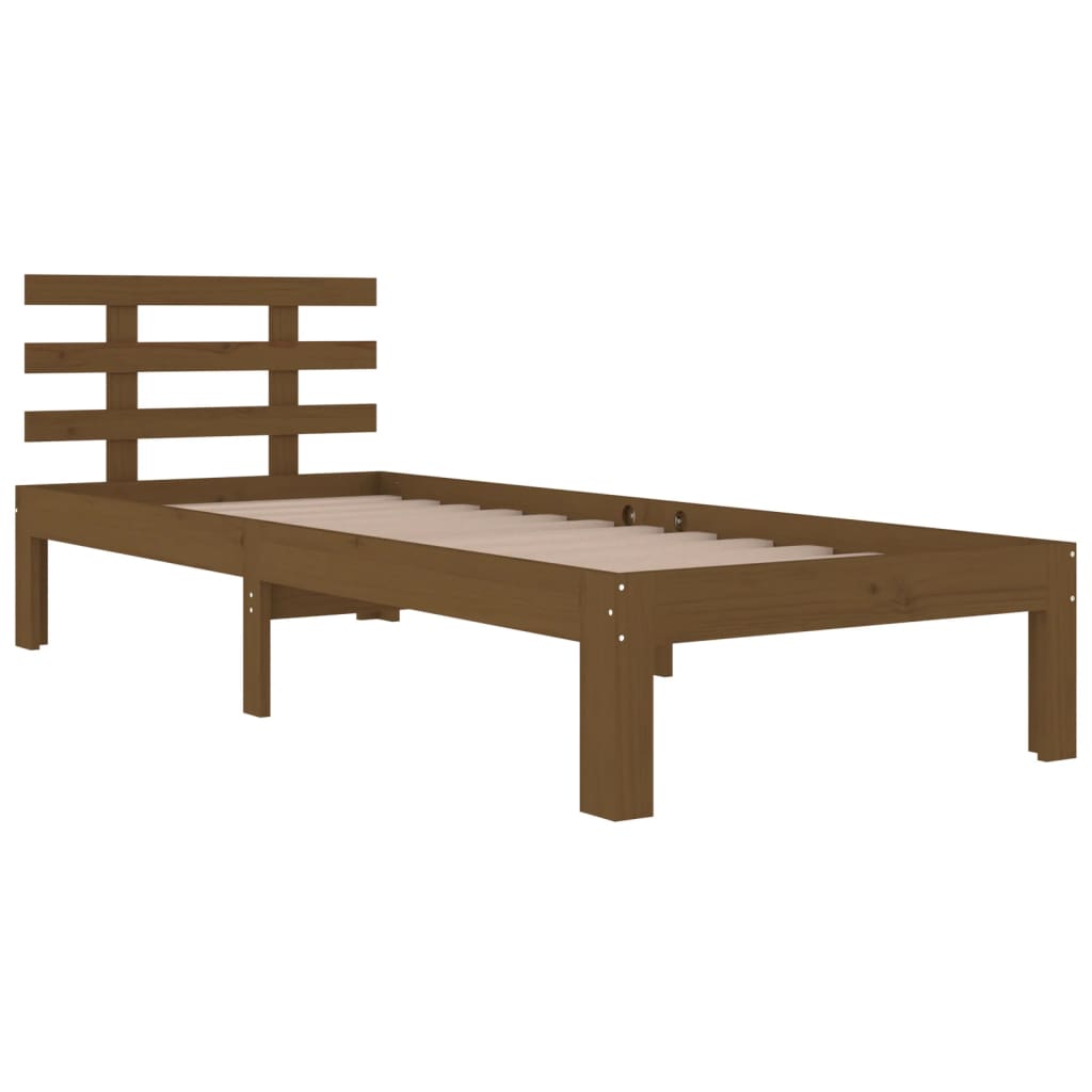 Cadre de lit sans matelas marron miel bois massif 100x200 cm - XIOS
