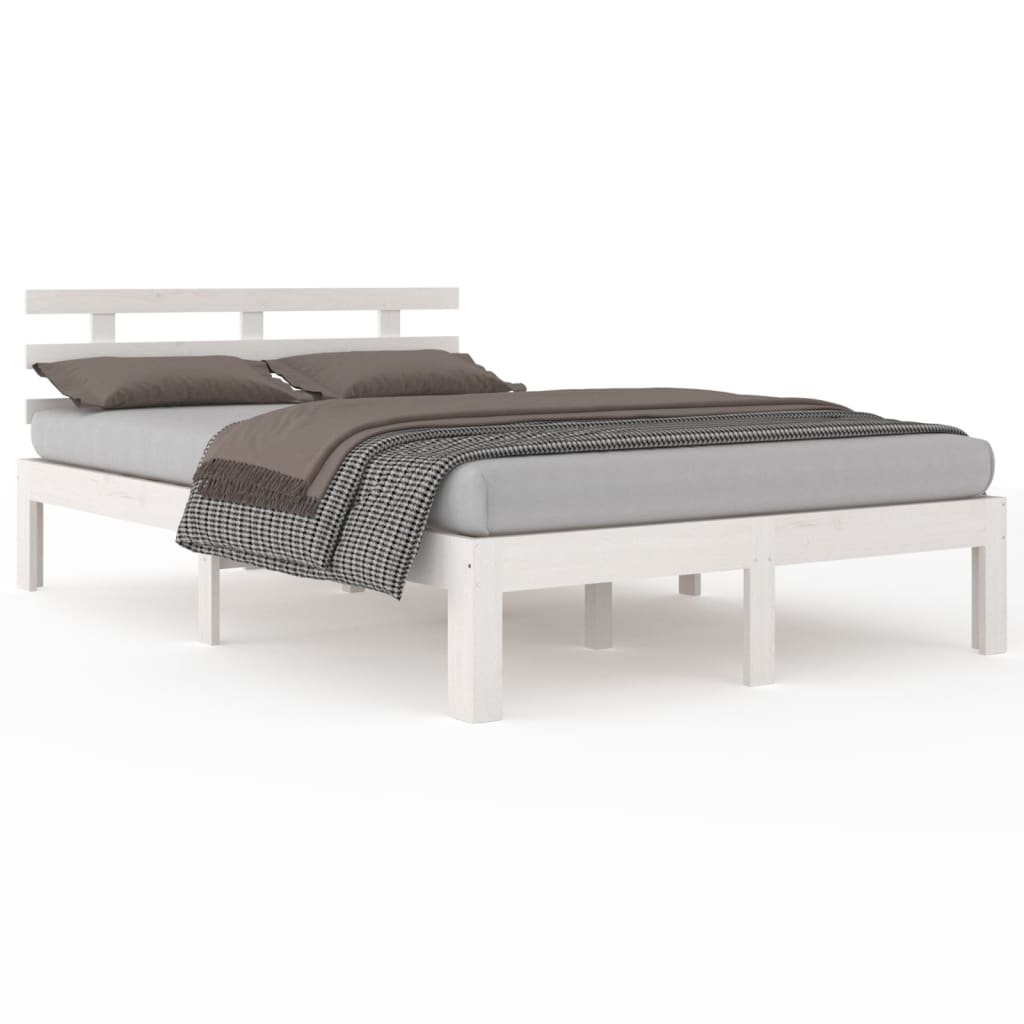 Cadre de lit sans matelas blanc bois massif 200x200 cm - XIOS