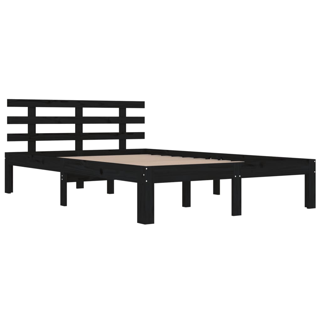 Cadre de lit sans matelas noir bois massif 200x200 cm - XIOS
