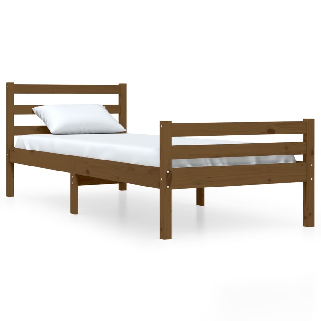 Cadre de lit sans matelas marron miel bois massif 75x190 cm - XIOS