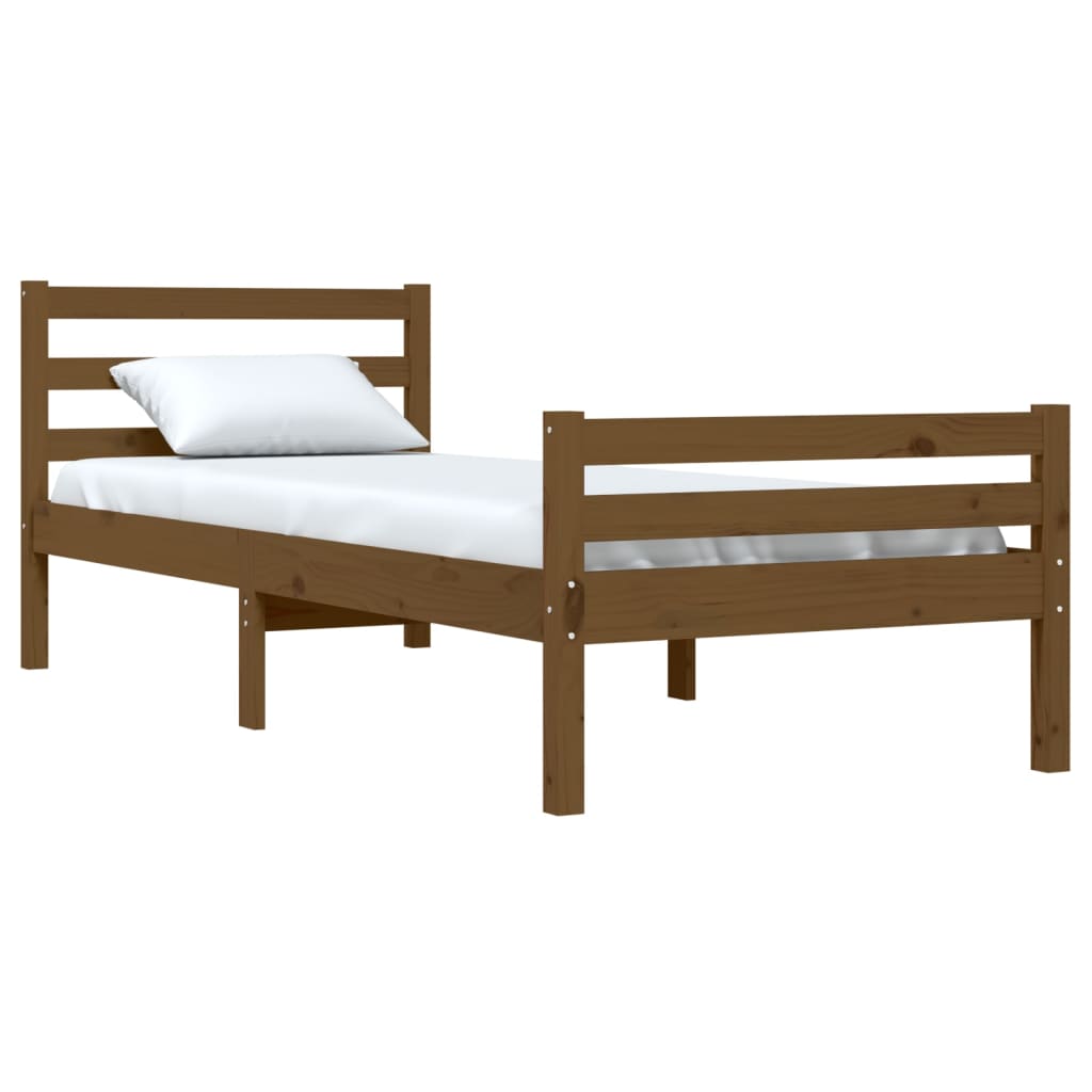 Cadre de lit sans matelas marron miel bois massif 75x190 cm - XIOS