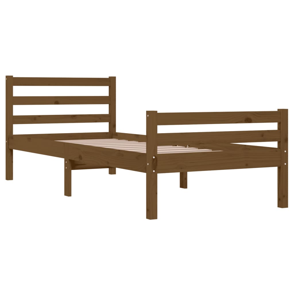 Cadre de lit sans matelas marron miel bois massif 75x190 cm - XIOS