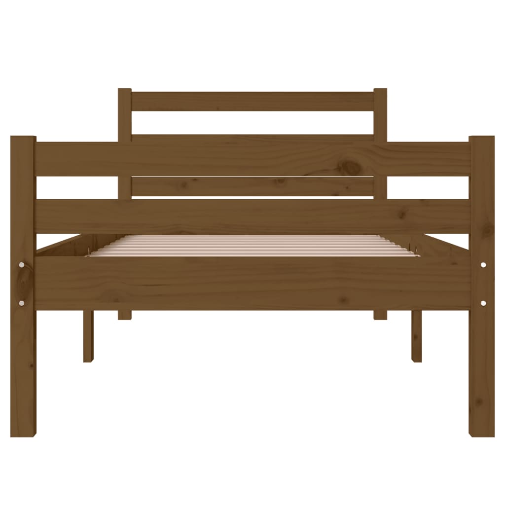 Cadre de lit sans matelas marron miel bois massif 75x190 cm - XIOS