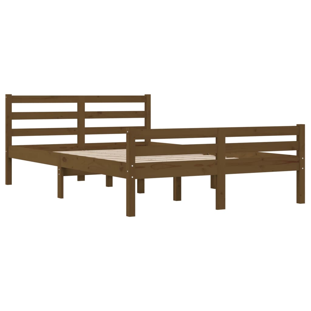 Cadre de lit sans matelas marron miel bois massif 120x190 cm - XIOS