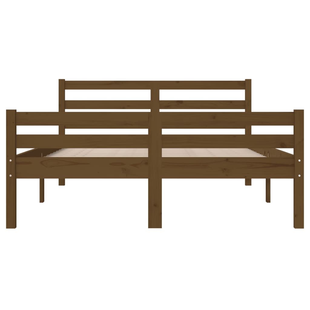 Cadre de lit sans matelas marron miel bois massif 120x190 cm - XIOS