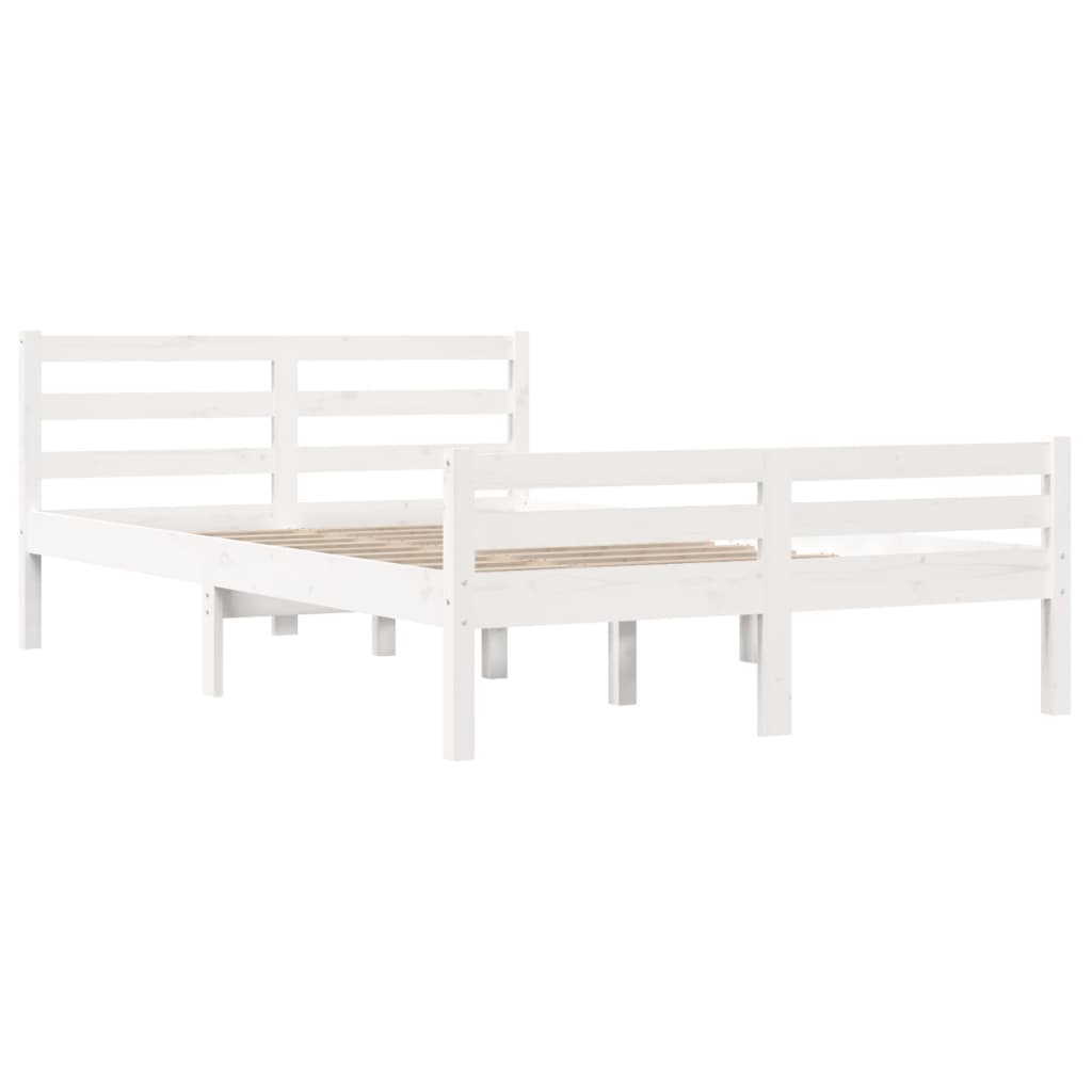 Cadre de lit sans matelas blanc bois massif 135x190 cm - XIOS