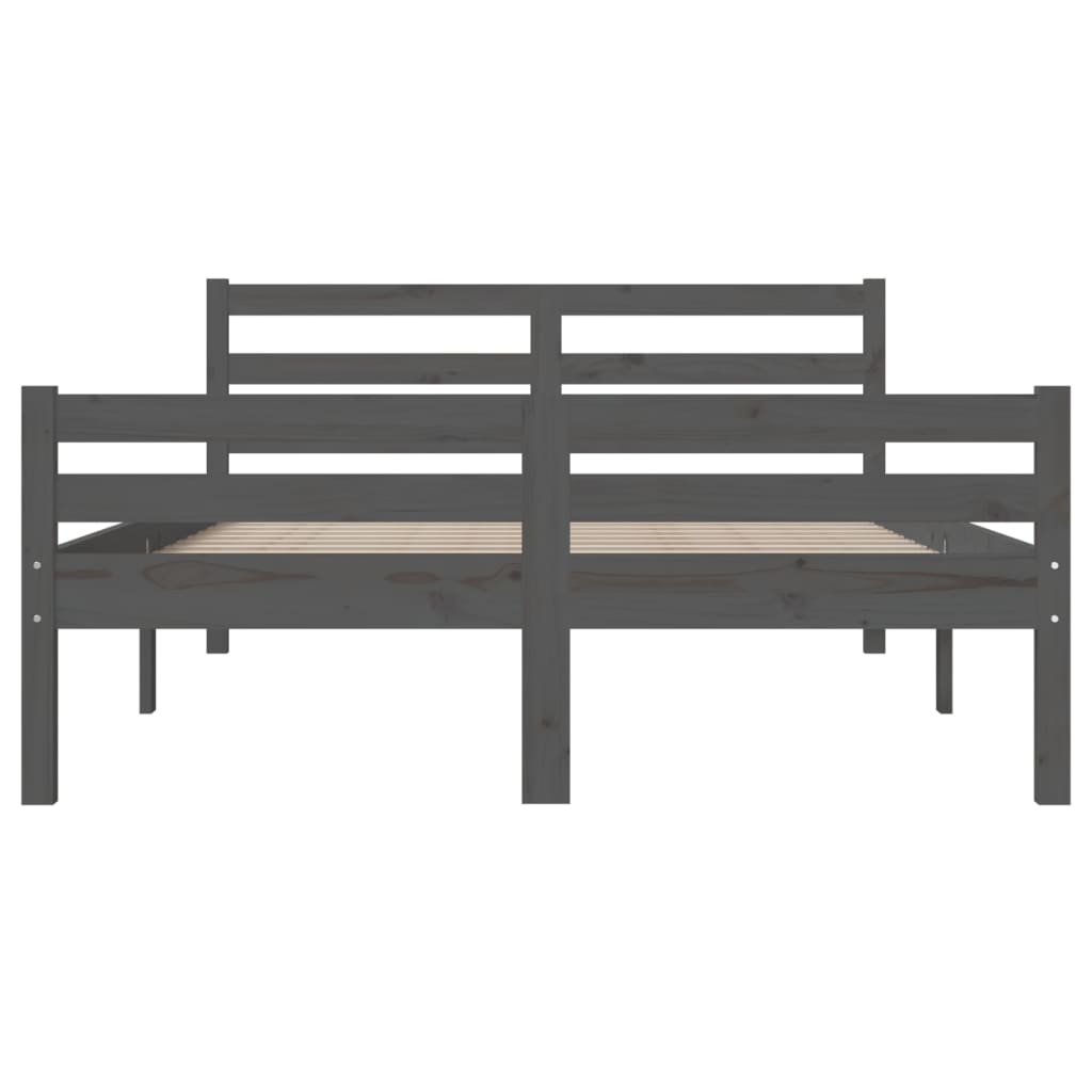 Cadre de lit sans matelas gris bois massif 140x190 cm - XIOS