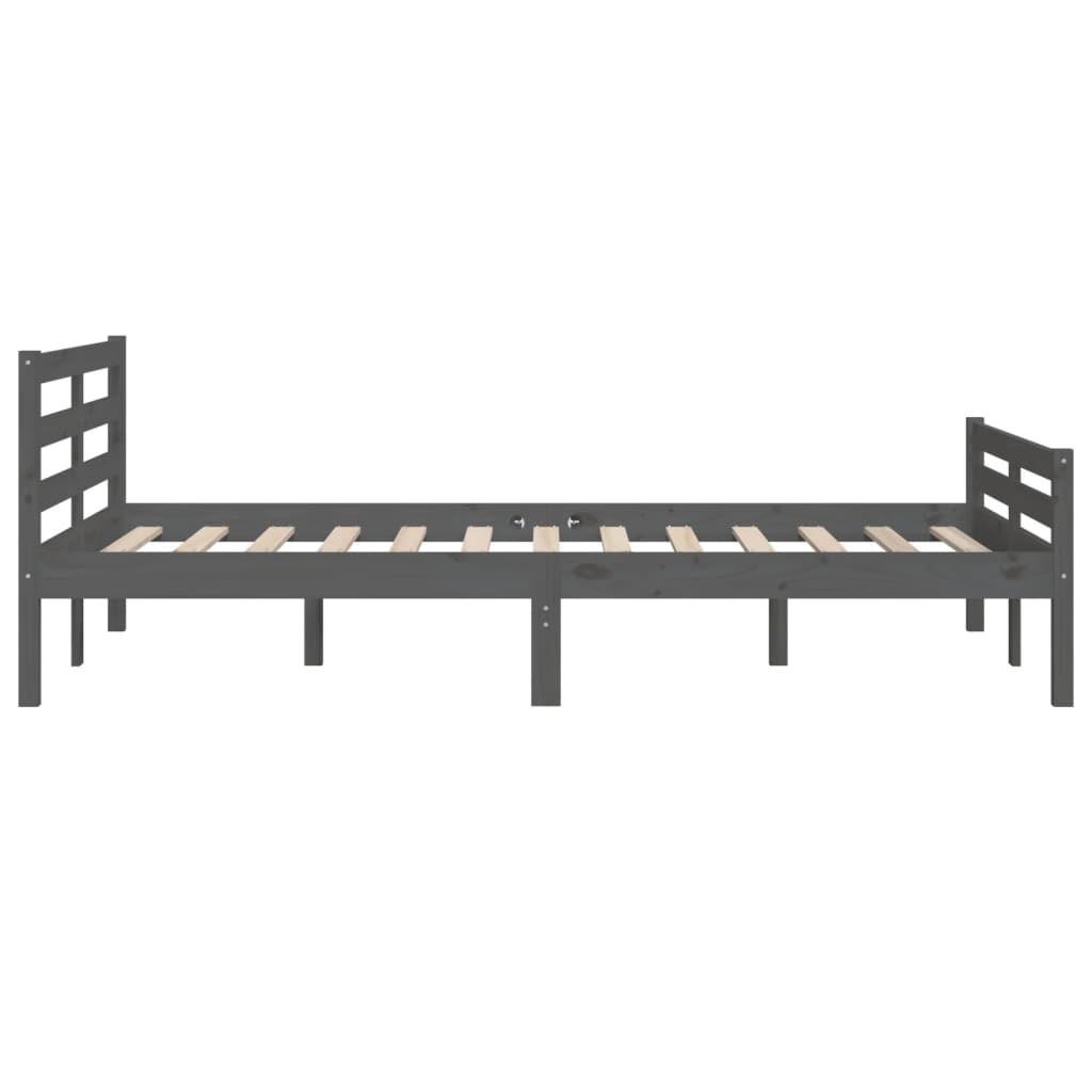 Cadre de lit sans matelas gris bois massif 140x190 cm - XIOS