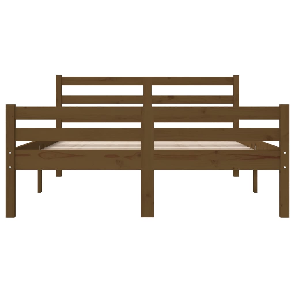 Cadre de lit sans matelas marron miel bois massif 140x190 cm - XIOS
