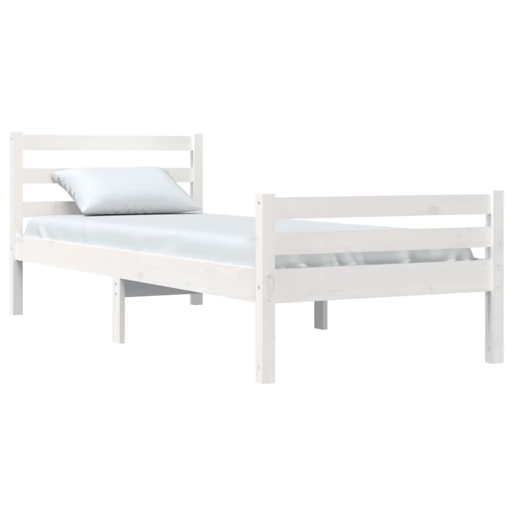 Cadre de lit sans matelas blanc bois massif 100x200 cm - XIOS