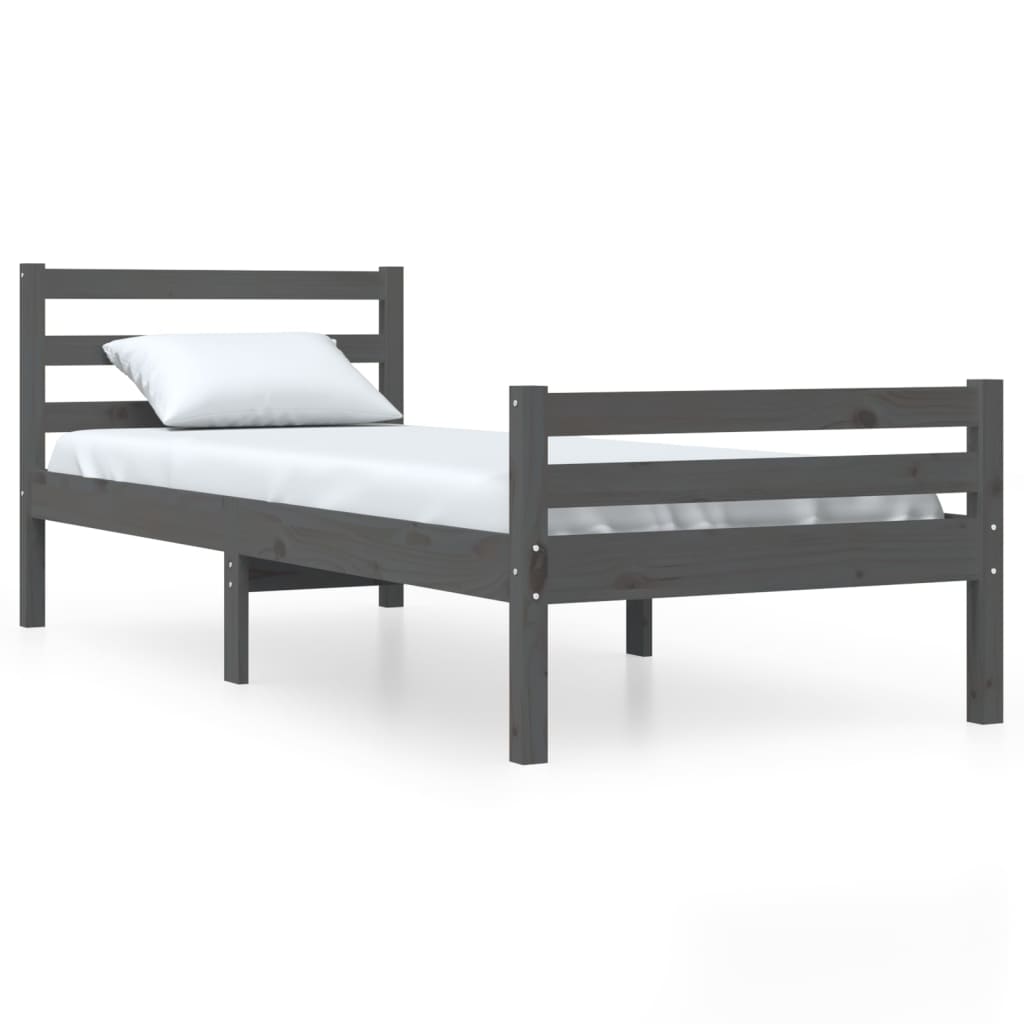 Cadre de lit sans matelas gris bois massif 100x200 cm - XIOS