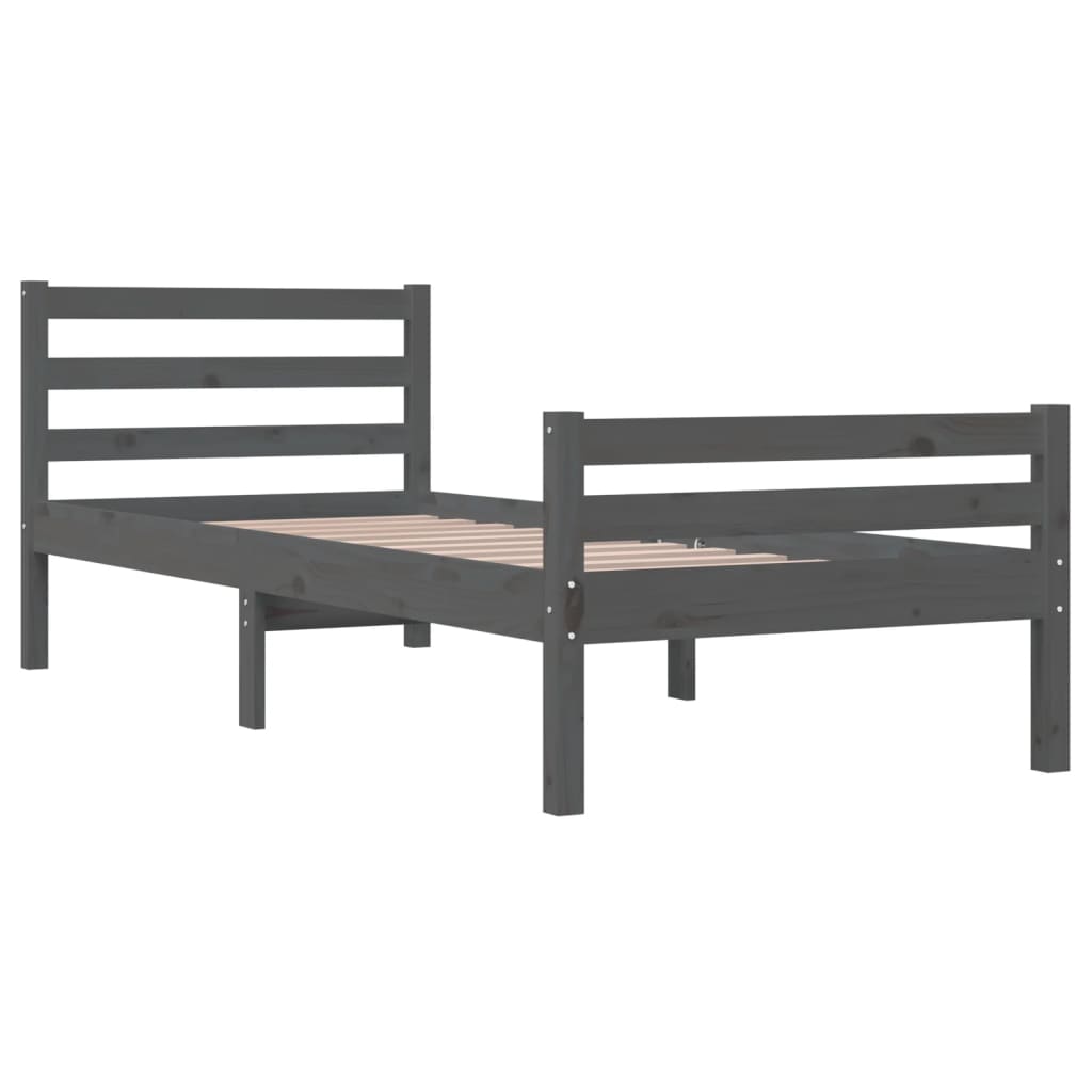 Cadre de lit sans matelas gris bois massif 100x200 cm - XIOS