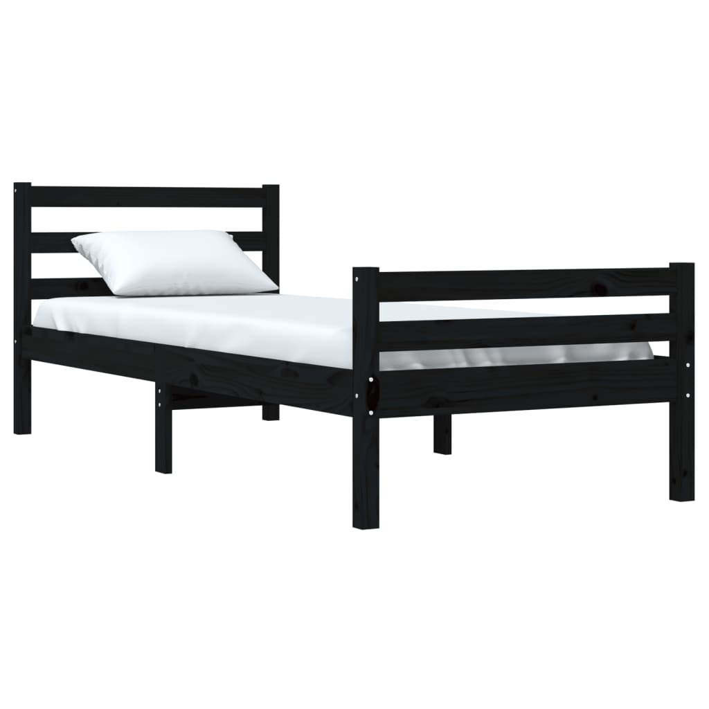 Cadre de lit sans matelas noir bois massif 100x200 cm - XIOS