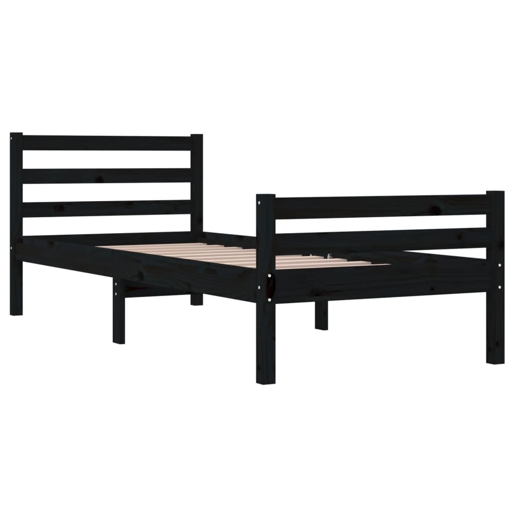 Cadre de lit sans matelas noir bois massif 100x200 cm - XIOS