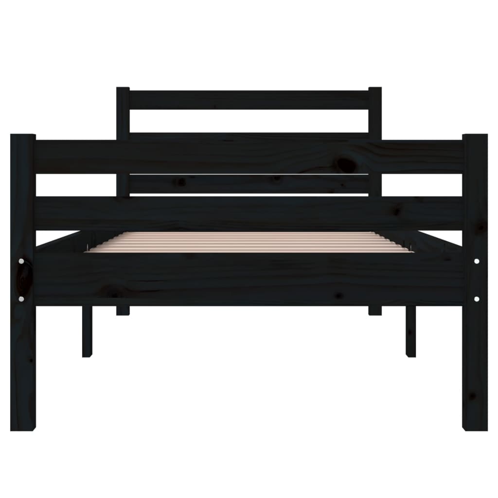 Cadre de lit sans matelas noir bois massif 100x200 cm - XIOS