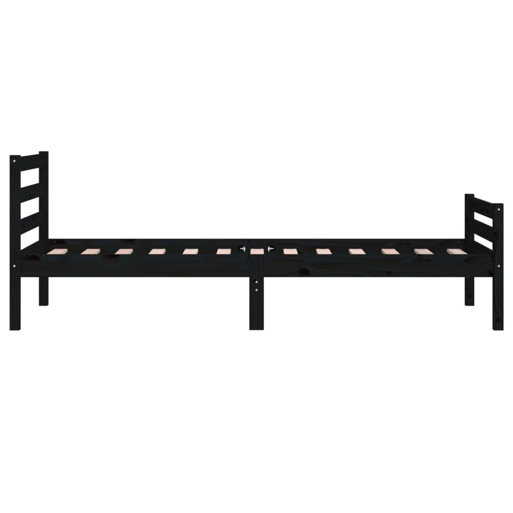 Cadre de lit sans matelas noir bois massif 100x200 cm - XIOS