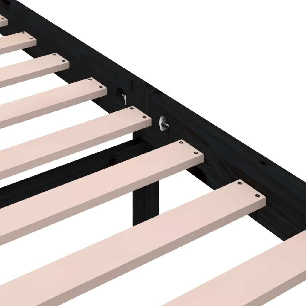 Cadre de lit sans matelas noir bois massif 100x200 cm - XIOS