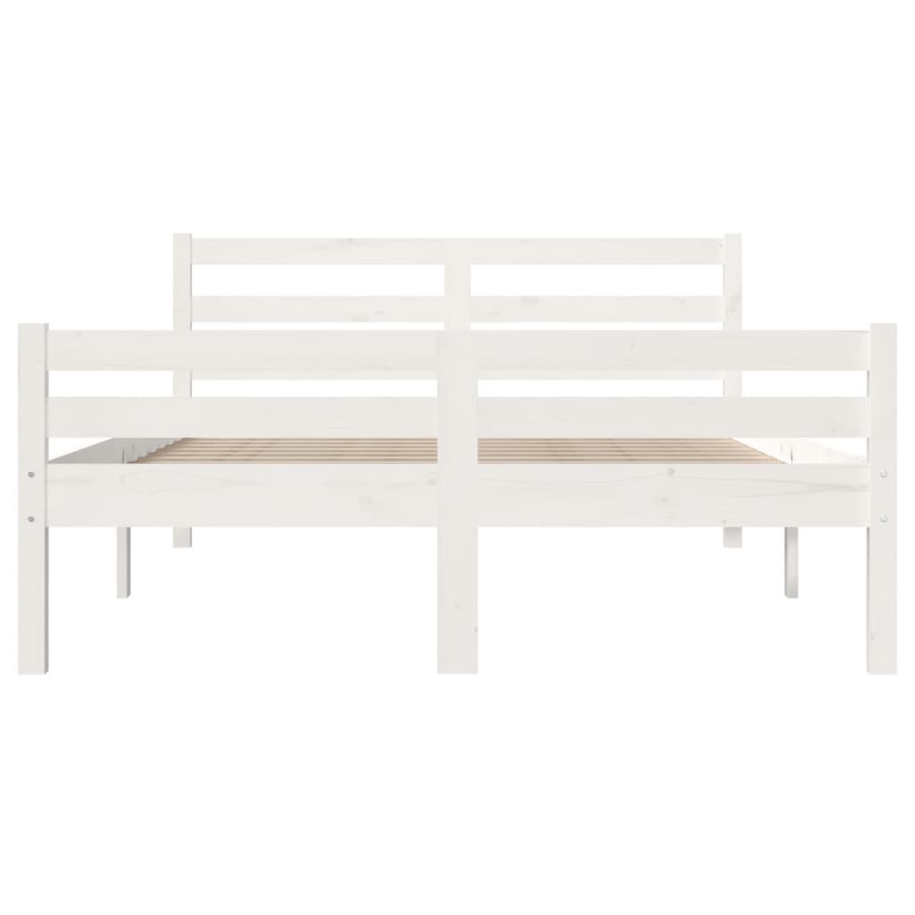 Cadre de lit sans matelas blanc bois massif 140x200 cm - XIOS