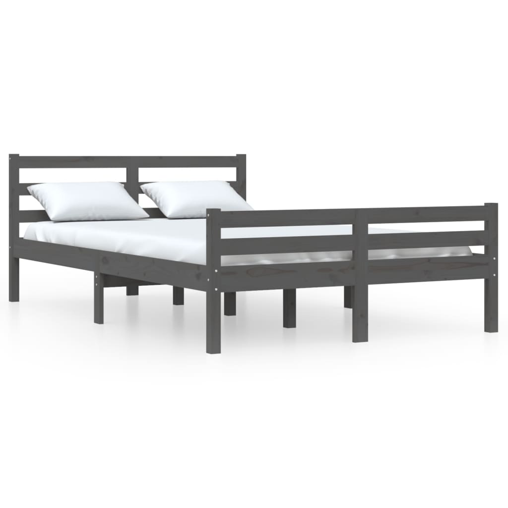 Cadre de lit sans matelas gris bois massif 140x200 cm - XIOS