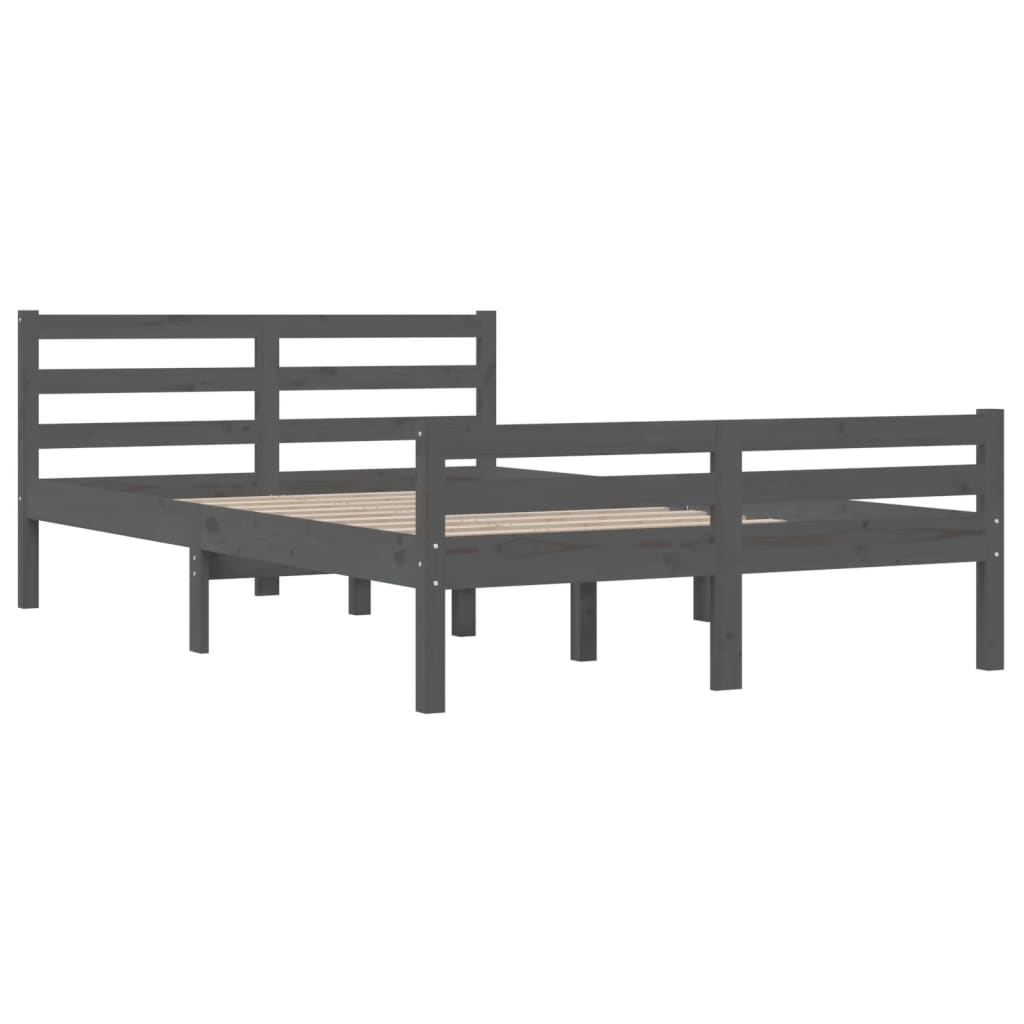Cadre de lit sans matelas gris bois massif 140x200 cm - XIOS