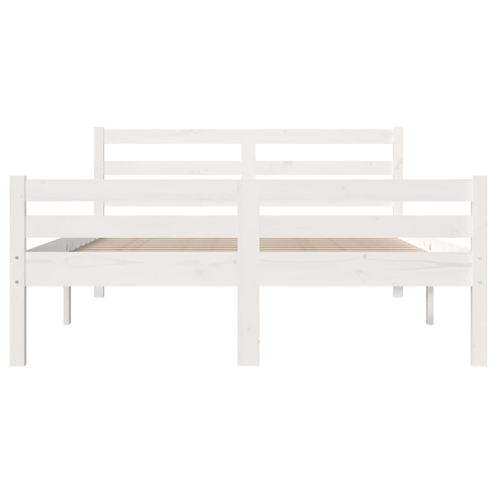 Cadre de lit sans matelas blanc bois massif 150x200 cm - XIOS