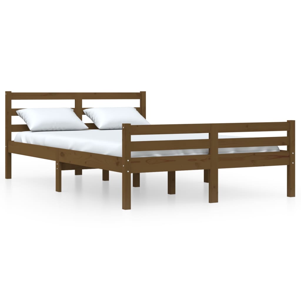 Cadre de lit sans matelas marron miel bois massif 150x200 cm - XIOS