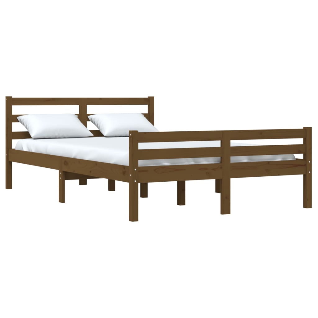 Cadre de lit sans matelas marron miel bois massif 150x200 cm - XIOS