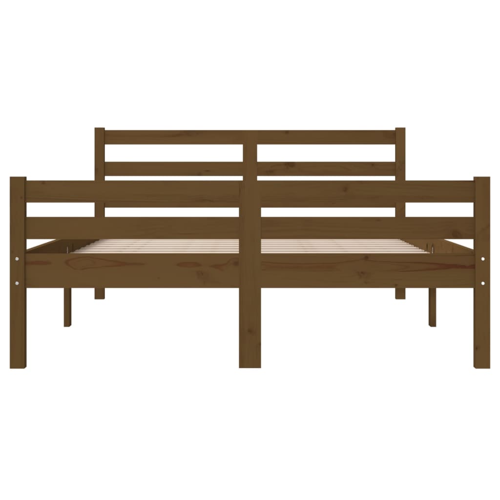 Cadre de lit sans matelas marron miel bois massif 150x200 cm - XIOS