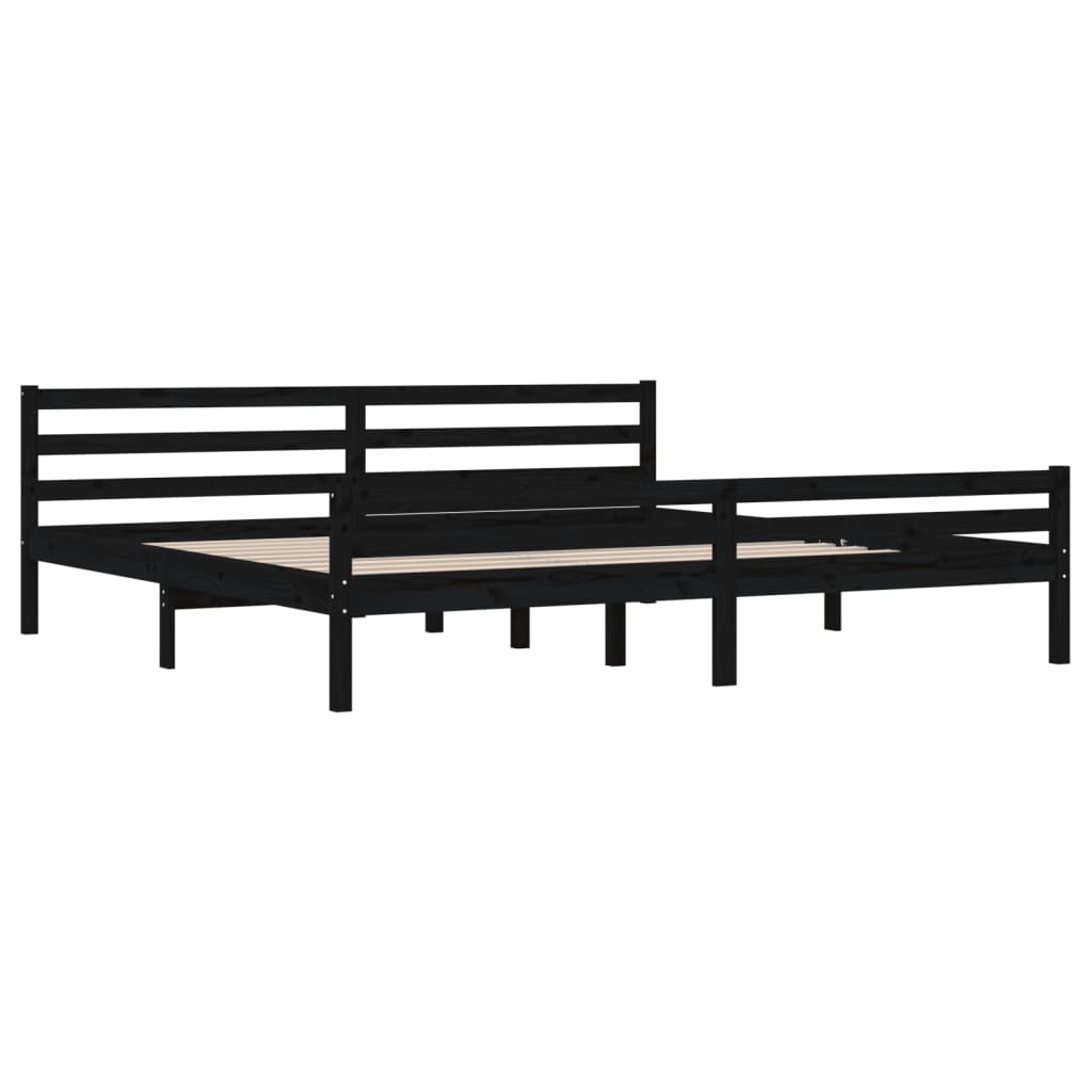 Cadre de lit sans matelas noir bois massif 200x200 cm - XIOS