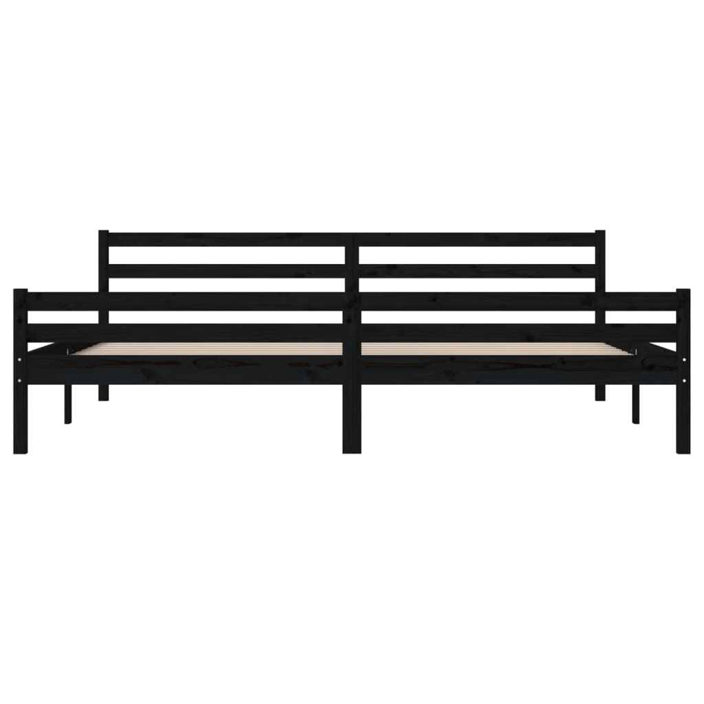 Cadre de lit sans matelas noir bois massif 200x200 cm - XIOS