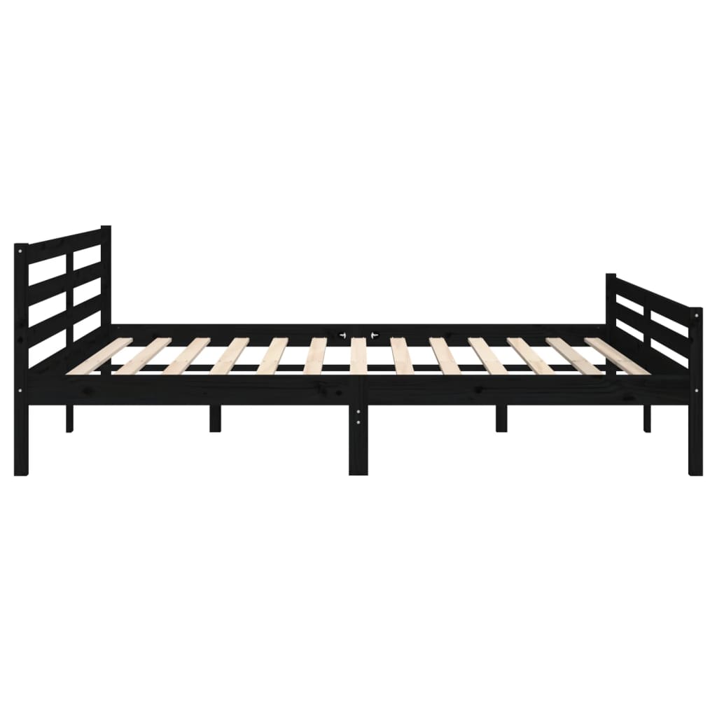 Cadre de lit sans matelas noir bois massif 200x200 cm - XIOS