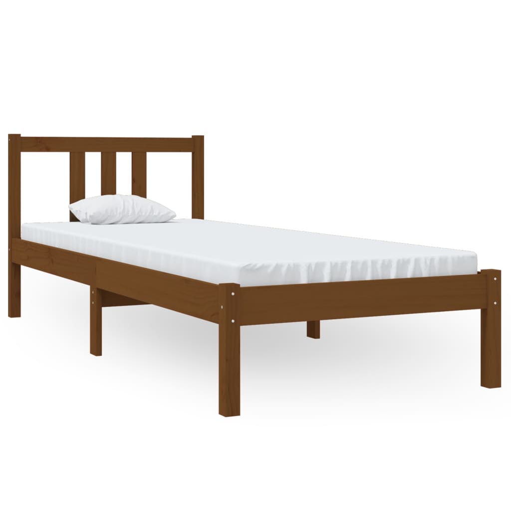 Cadre de lit sans matelas marron miel bois massif 75x190 cm - XIOS