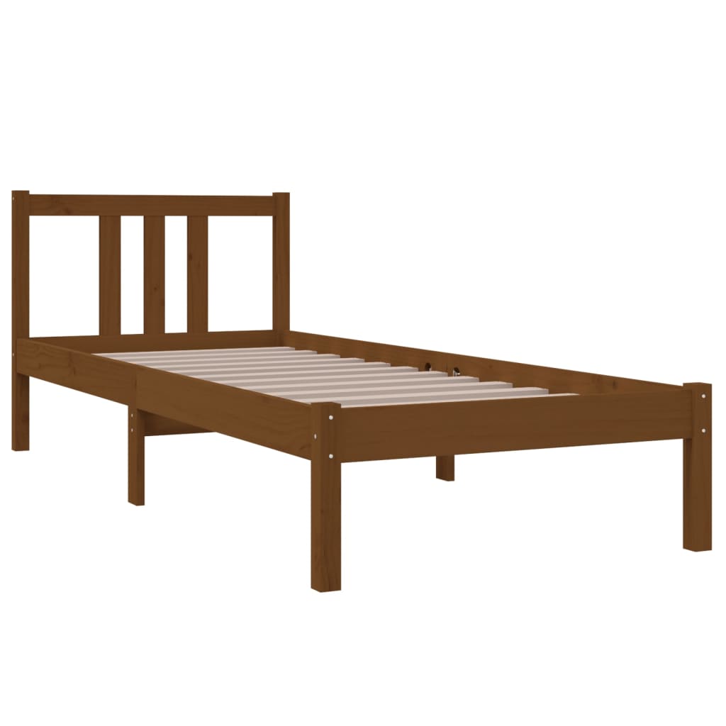 Cadre de lit sans matelas marron miel bois massif 75x190 cm - XIOS