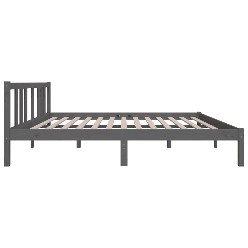 Cadre de lit sans matelas gris bois massif 135x190 cm - XIOS