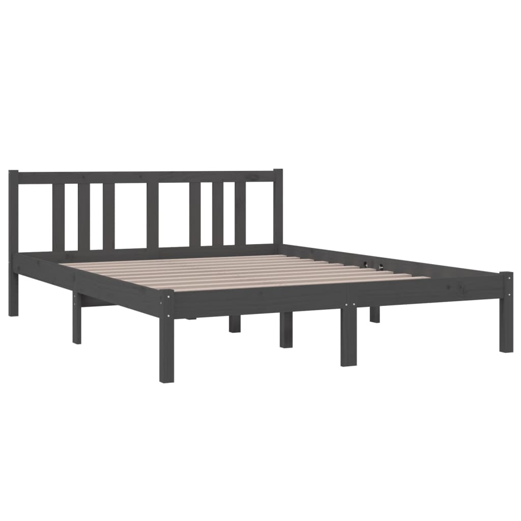 Cadre de lit sans matelas gris bois massif 140x190 cm - XIOS