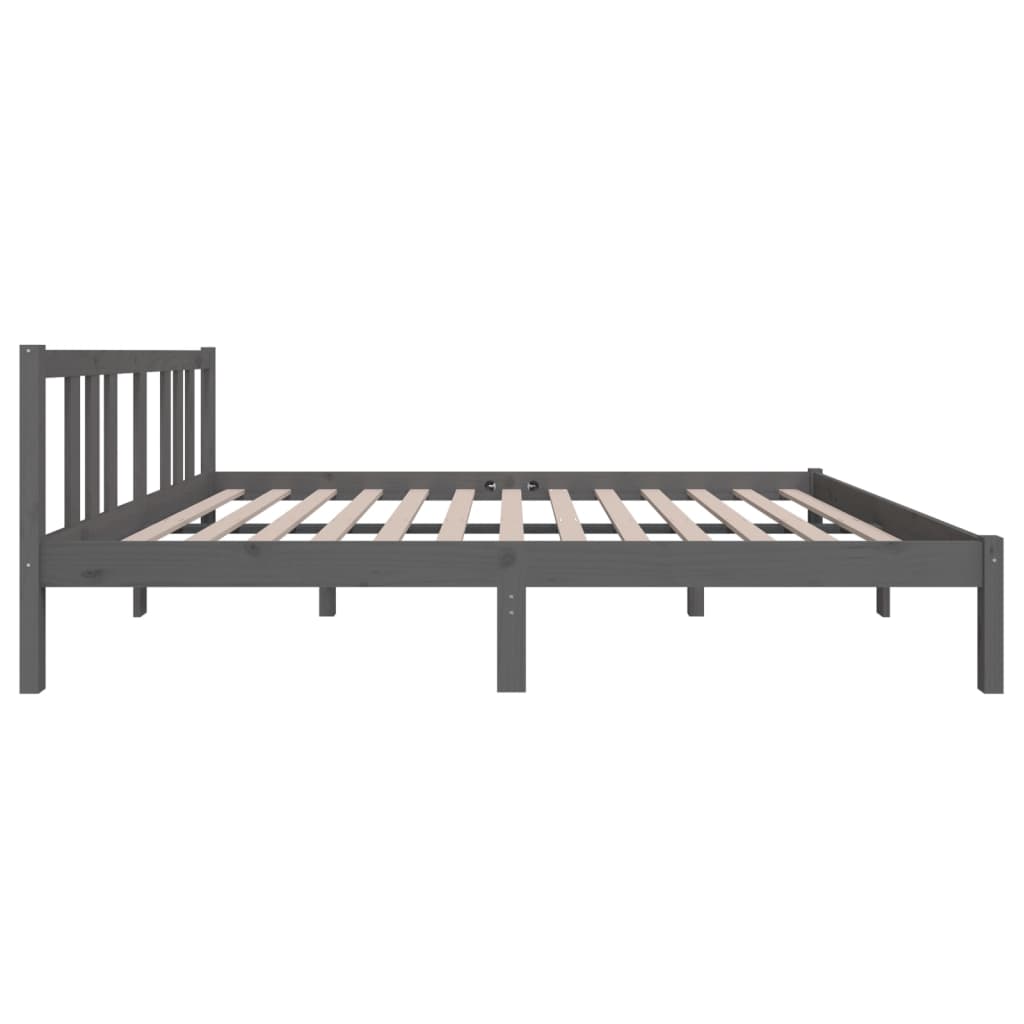 Cadre de lit sans matelas gris bois massif 140x190 cm - XIOS