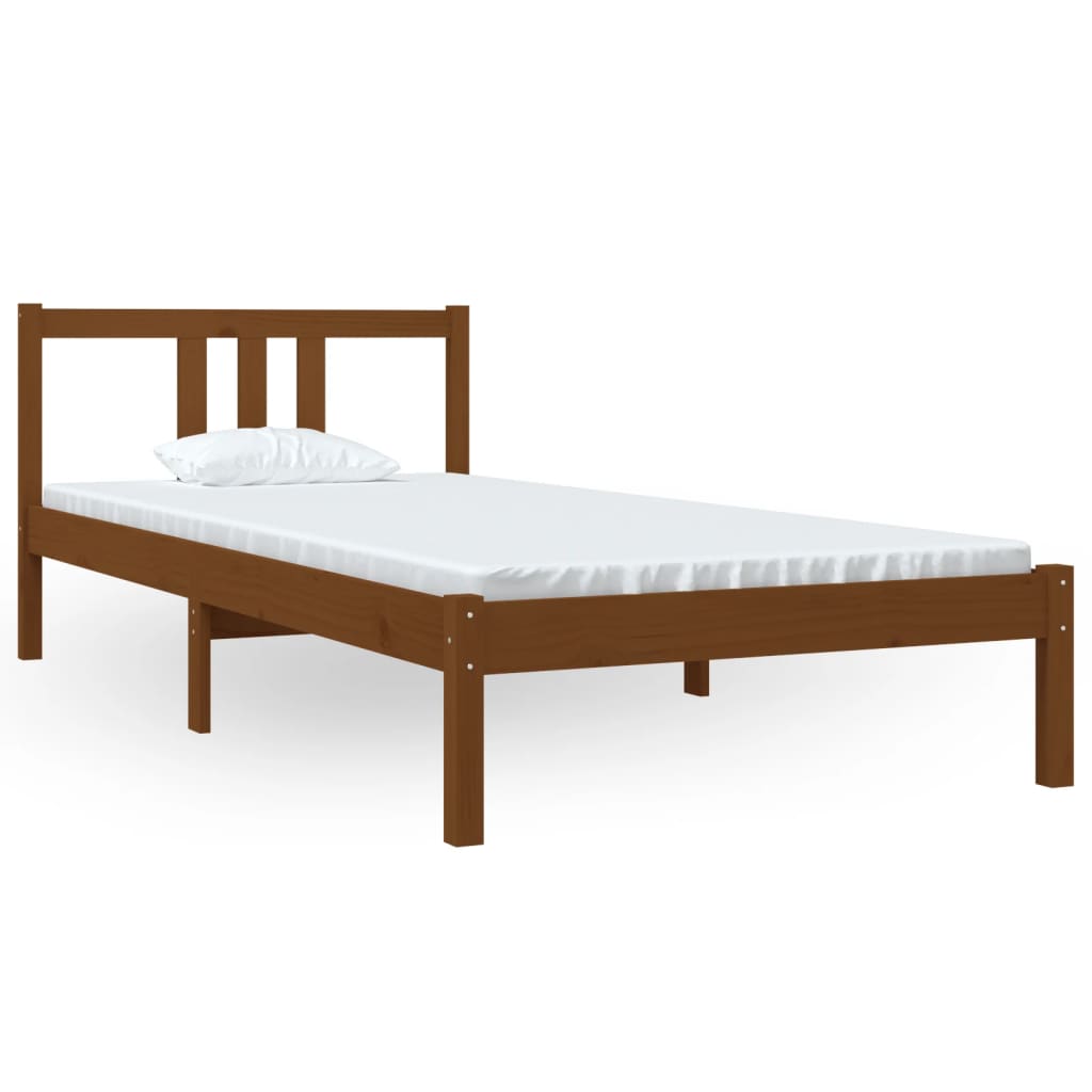 Cadre de lit sans matelas marron miel bois massif 90x200 cm - XIOS