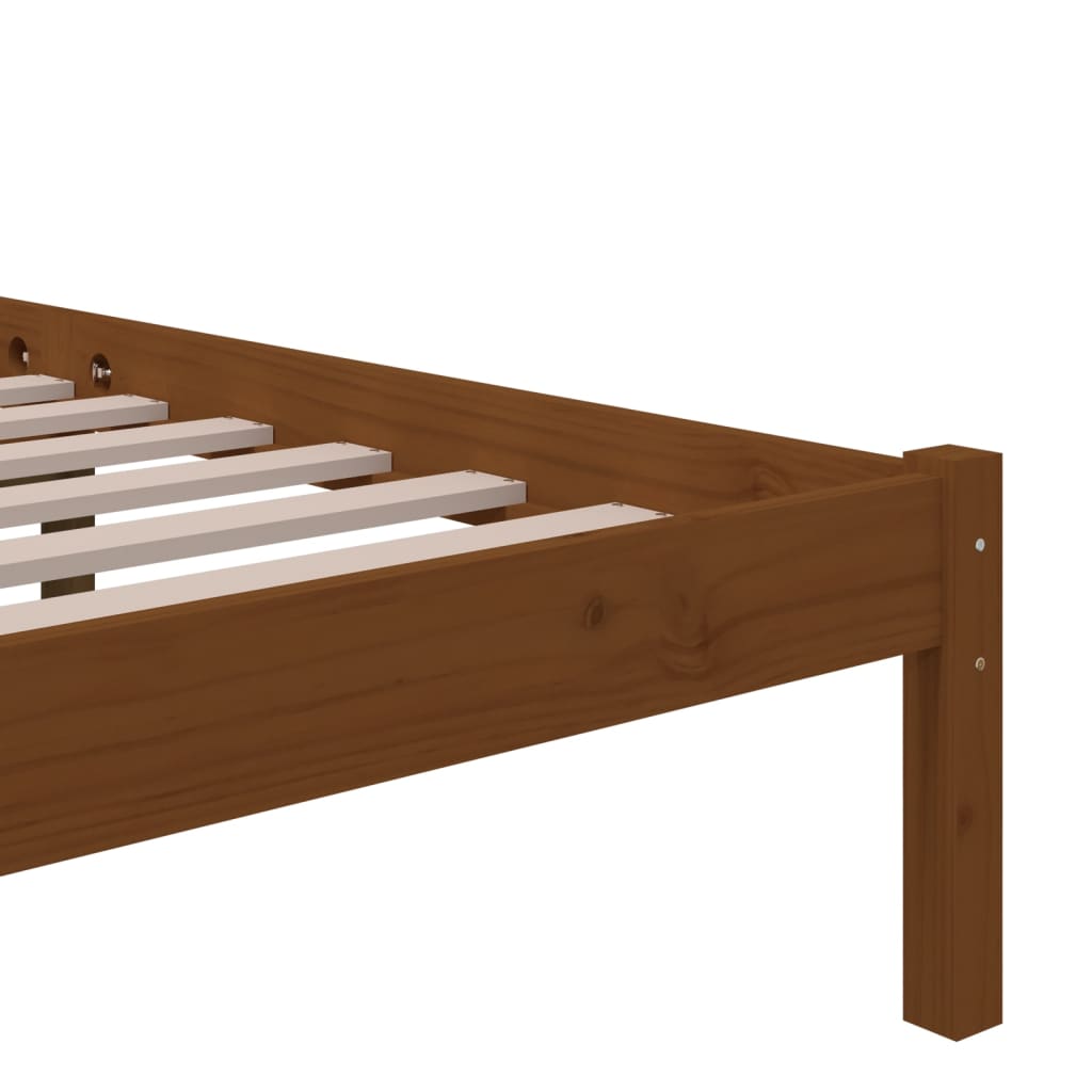 Cadre de lit sans matelas marron miel bois massif 90x200 cm - XIOS