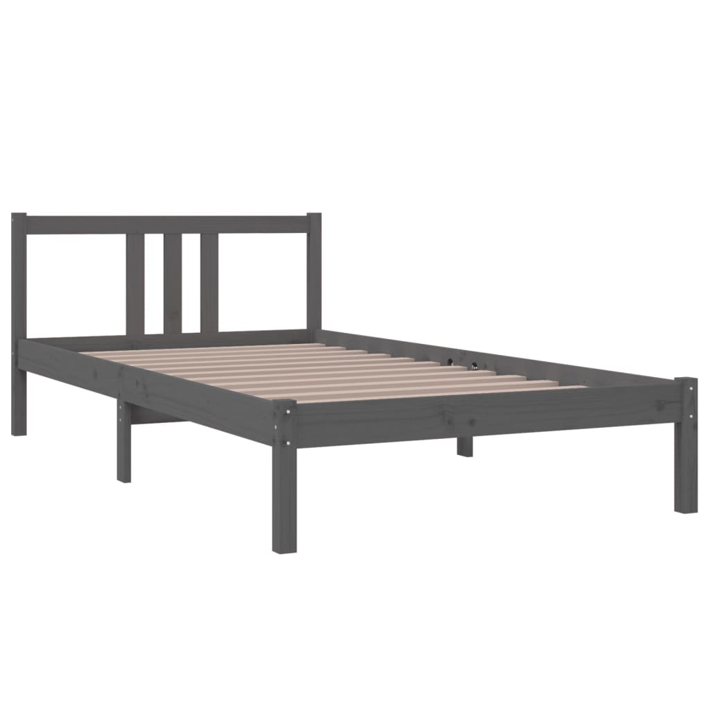Cadre de lit sans matelas gris bois massif 100x200 cm - XIOS