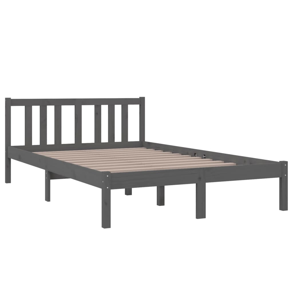 Cadre de lit sans matelas gris bois massif 120x200 cm - XIOS