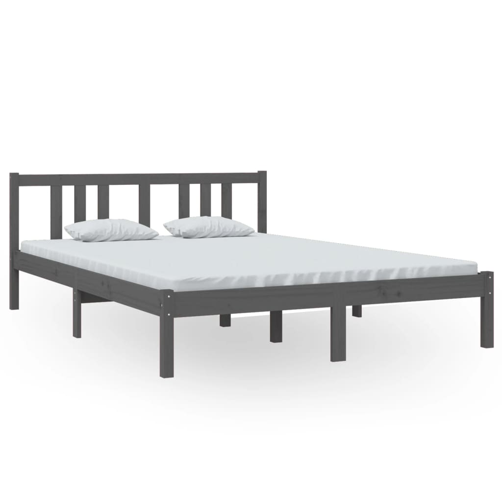 Cadre de lit sans matelas gris bois massif 140x200 cm - XIOS