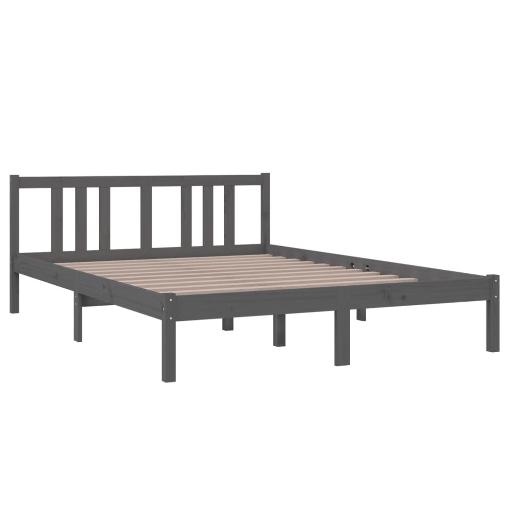 Cadre de lit sans matelas gris bois massif 140x200 cm - XIOS
