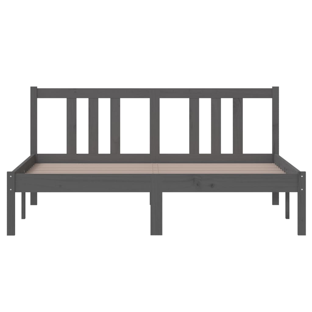 Cadre de lit sans matelas gris bois massif 140x200 cm - XIOS