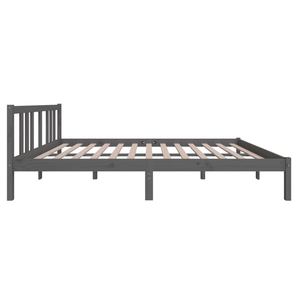 Cadre de lit sans matelas gris bois massif 140x200 cm - XIOS